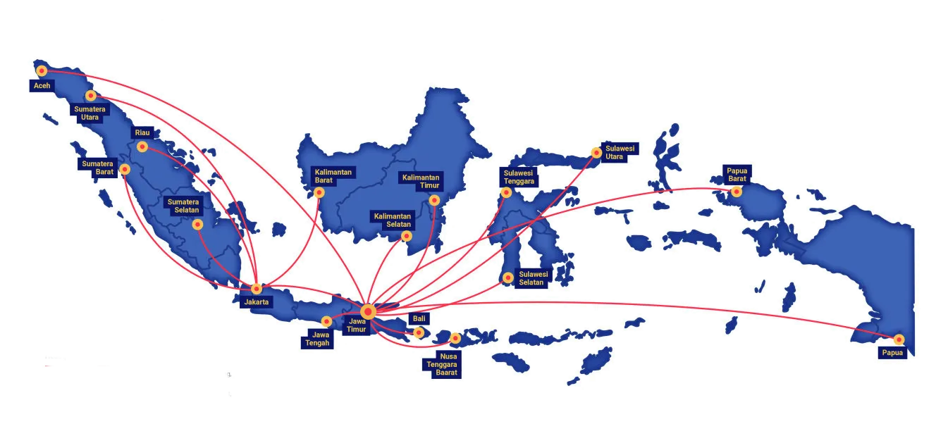 Peta Jaringan Distribusi Mortar Tangguh di Indonesia